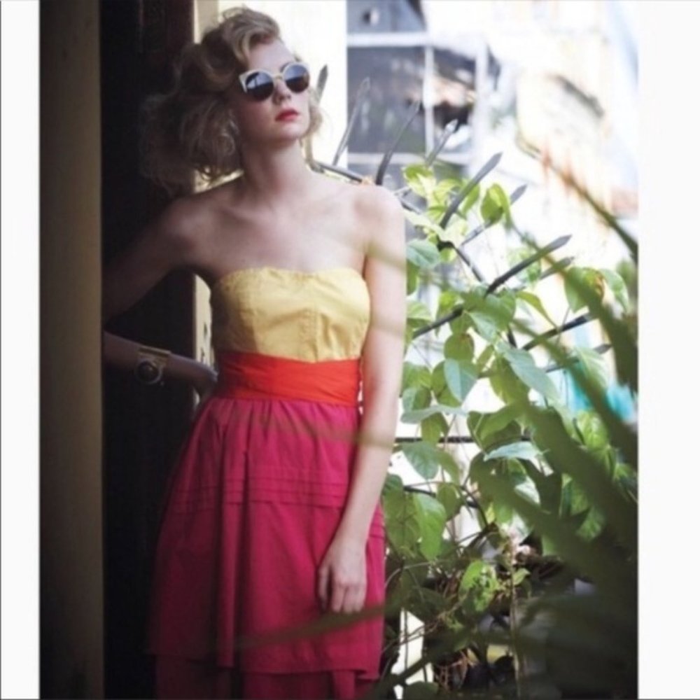 Anthropologie Maeve Parading Hues Strapless Dress